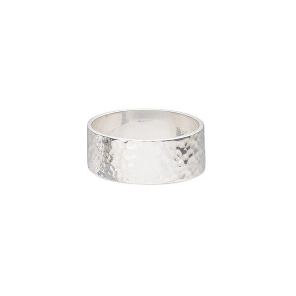 Ring, sterling silver, 8.5mm wide with hammered design, size 9. Sold individually. image number 0