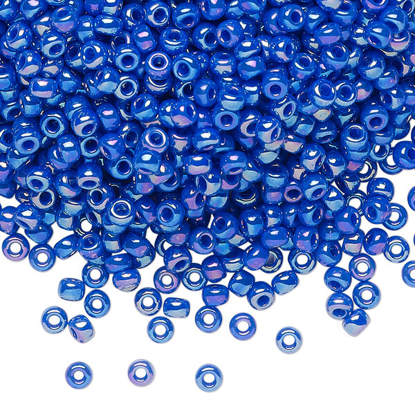 Seed bead, Miyuki, glass, pkg/250g, #8 rocaille, opaque rainbow cyan blue, (RR-483D). image number 0