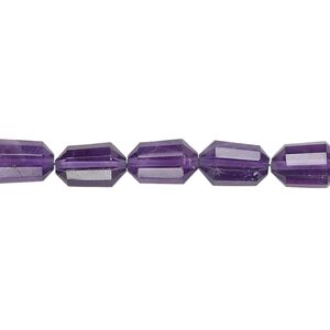 Amethyst 1pkg5, hand-cut faceted capsule bead natural 9x6mm