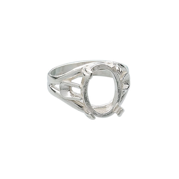 Ring, sterling silver, 14x10mm 4-prong oval setting, size 7. Sold individually. image number 0