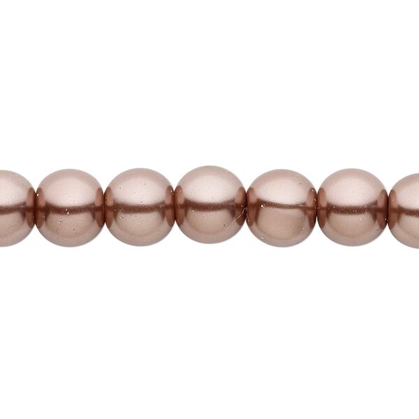 Bead, crystal pearl, brown, 8mm round. Sold per pkg of (2) 15-1/2" to 16" strands, approximately 100 beads. image number 0