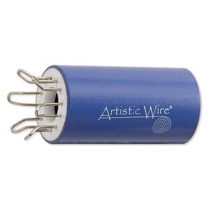 Wire knitter, Artistic Wire®, plastic / steel / stainless steel, purple and white, 3 x 1-1/4 inches with 6 prongs. Sold individually.
