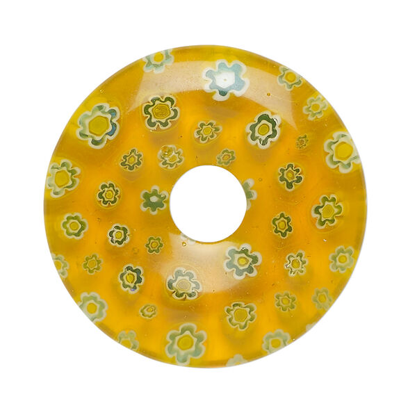 Focal, millefiori glass 1pkg1, translucent multicolored, 34mm undrilled donut. image number 0