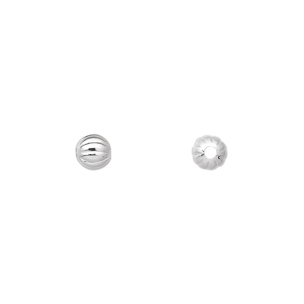 Bead, silver-plated brass, 5mm corrugated round. Sold per pkg of 100. image number 0