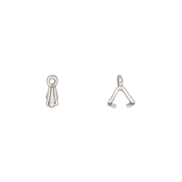 Bail, JBB Findings, ice-pick, antiqued sterling silver, 5x3mm fluted, 3mm grip length. Sold per pkg of 2. image number 0