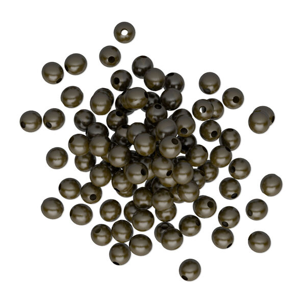 Bead, antique brass-plated brass, 3mm round. Sold per pkg of 100. image number 0