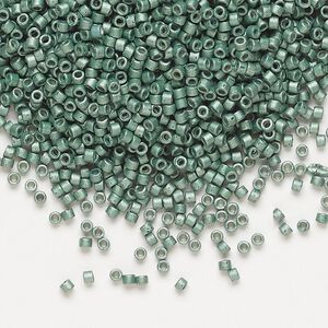 Seed bead, Delica®, glass, pkg/7.5g, #11 round, opaque matte galvanized dark aqua (DB-1172).