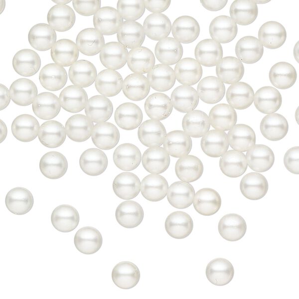 Bead, acrylic, cream pearl, 4mm undrilled round. Sold per pkg of 100. image number 0