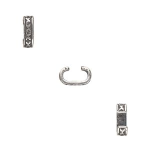 Component, JBB Findings, antique silver-plated brass, 9.5x3mm rondelle with crosshatch pattern, 7x2mm inside diameter. Sold per pkg of 2.