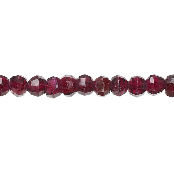 Bead, garnet (dyed), 5mm hand-cut faceted round, B- grade, Mohs hardness 7 to 7-1/2. Sold per 15-1/2" to 16" strand. image number 0