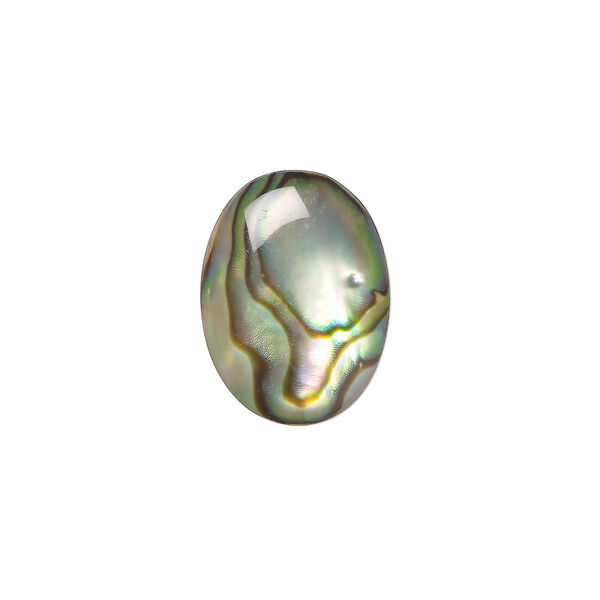 Cabochon, paua shell (coated), 16x12mm calibrated oval, Mohs hardness 3-1/2. Sold per pkg of 4. image number 0