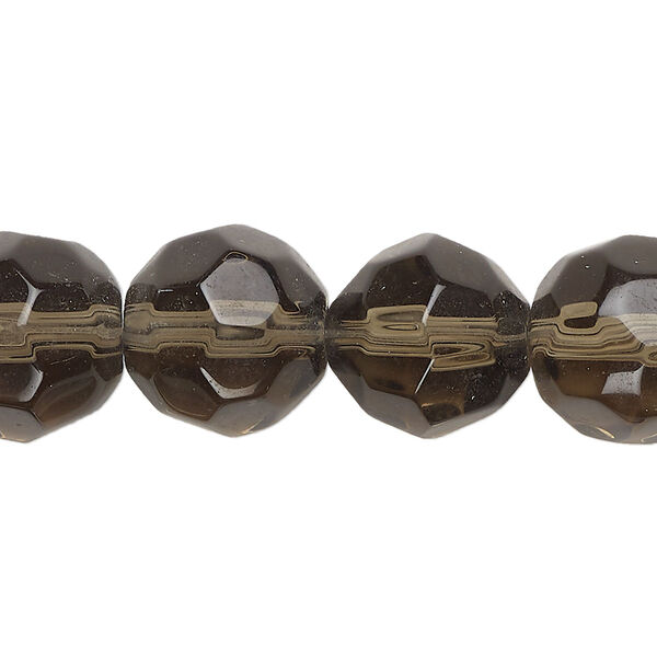 Bead, glass, translucent smoke, 13-14mm faceted round. Sold per 13-inch strand, approximately 25 beads. image number 0