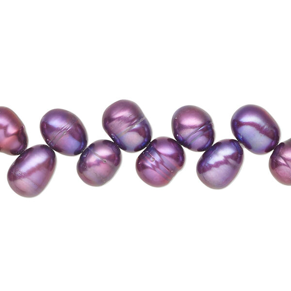 Pearl 1pkg1, cultured freshwater, rice C grade, 15 inch 8x5mm-10x7mm dyed dark elderberry image number 0