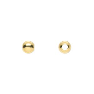 Bead, gold-plated brass, 6mm round. Sold per pkg of 100.