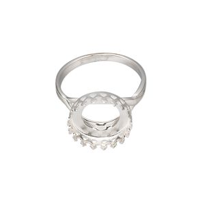 Ring, sterling silver, 13mm round with filigree edge and 12mm round cabochon bezel setting, size 7. Sold individually.