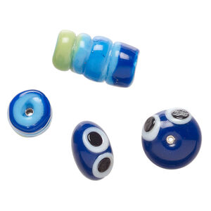 Bead, lampworked glass 2pkg2, multicolored, 17x12mm/24x13mm caterpillar head and body.