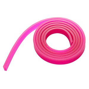 Cord, silicone, translucent dark pink, 10mm flat. Sold per pkg of 1 yard.