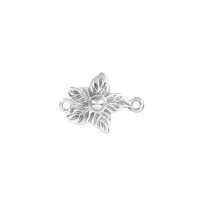 Link, antiqued sterling silver, 13mm single-sided flower. Sold individually.