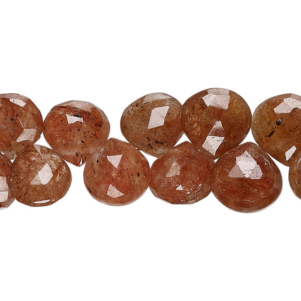 Bead, strawberry quartz (natural), dark, 10-12mm hand-cut faceted puffed teardrop, B- grade, Mohs hardness 7. Sold per 7-inch strand, approximately 40 beads. image number 0