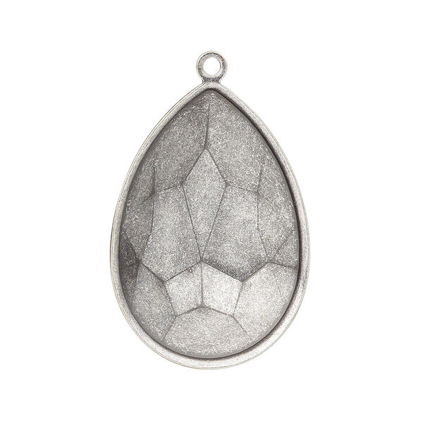 Focal, Almost Instant Jewelry®, antique silver-plated brass, 32x22.5mm pear with 30x20mm pear setting. Sold per pkg of 2. image number 0