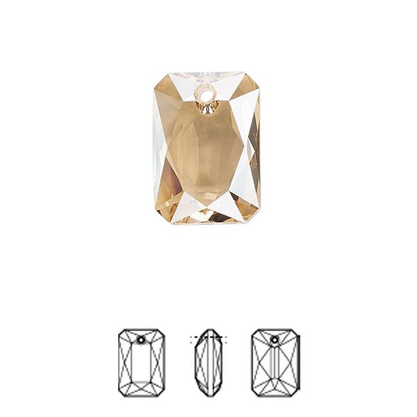 Drop 1pk crystal golden shadow, Crystal Passions® 16x11.5mm pendant emerald cut 6435 image number 0