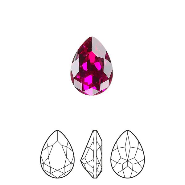Fancy stone 1pkg2 fuchsia foil back, Preciosa MAXIMA Czech crystal rhinestone 14x10mm pear image number 0