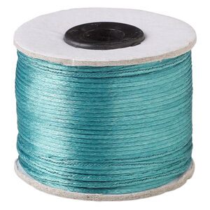 Cord, Satinique™, satin, dark mint, 1mm. Sold per 200-foot spool.