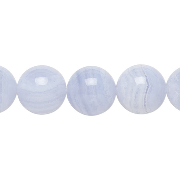 Bead, blue lace agate (natural), 12mm round, B grade, Mohs hardness 6-1/2 to 7. Sold per 15-1/2" to 16" strand. image number 0
