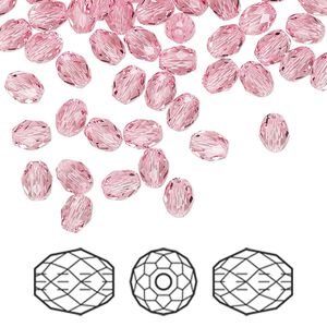 Bead 360pk light rose, Swarovski® 5x4mm olive briolette 5044