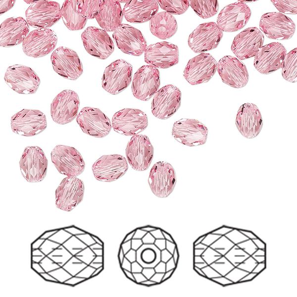 Bead 360pk light rose, Swarovski® 5x4mm olive briolette 5044 image number 0