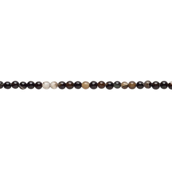 Bead, black agate (dyed), 2mm round, B grade, Mohs hardness 6-1/2 to 7. Sold per 15-inch strand. image number 0