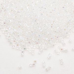 Seed bead, Delica®, glass, pkg/250g, #11 round, translucent rainbow crystal clear (DB-0051).