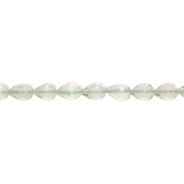 Green quartz 1pkg1, hand-cut micro-faceted teardrop bead 8 inch 6x4mm-7x5mm image number 0