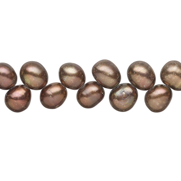 Freshwater pearl 1pkg1, herringbone-drilled rice, 14 inch light antique copper 7x6mm-8x7mm cultured image number 0