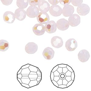 Bead 144pk rose water opal shimmer, Crystal Passions® 6mm round 5000
