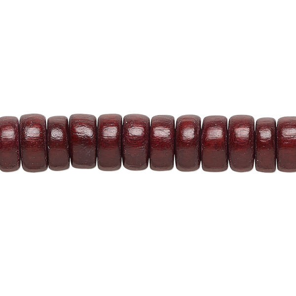 Bead, Taiwanese cheesewood (dyed / waxed), dark brown, 8x4mm rondelle. Sold per pkg of (2) 15-1/2" to 16" strands. image number 0
