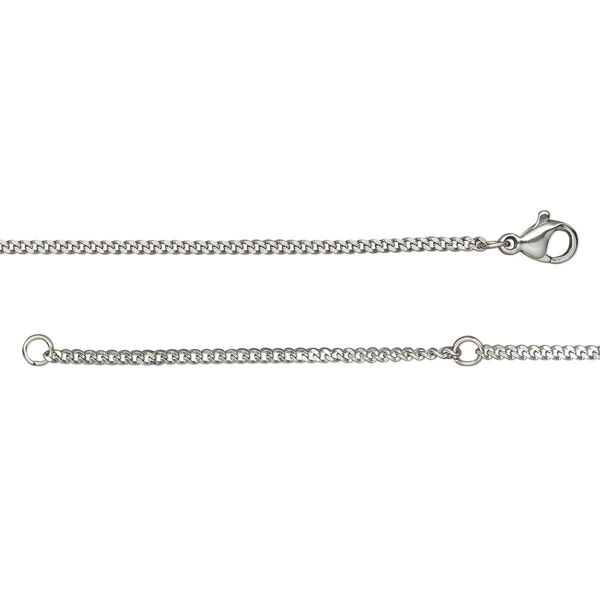 Chain, stainless steel, 1.8mm curb, wearable at 18 and 20 inches with lobster claw clasp. Sold individually. image number 0