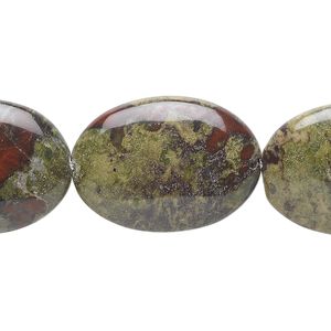 Dragon blood jasper 1pkg1, flat oval bead natural 15.5-16 inch 25x18mm