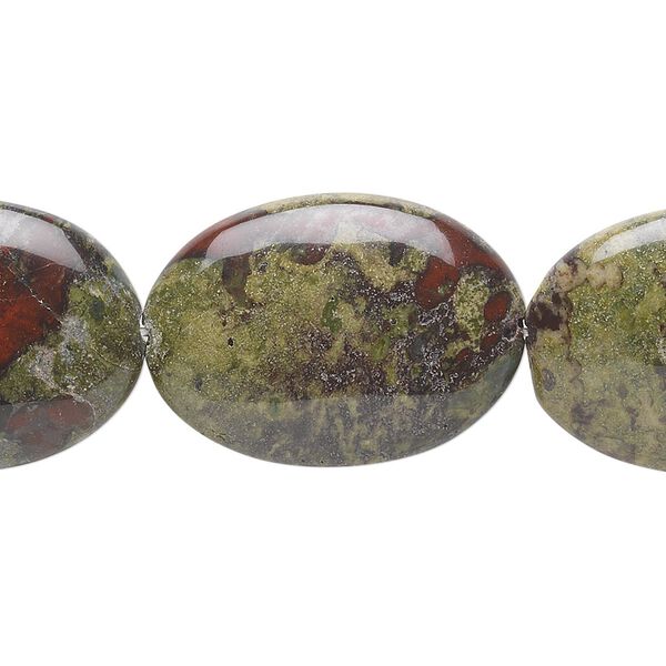 Dragon blood jasper 1pkg1, flat oval bead natural 15.5-16 inch 25x18mm image number 0