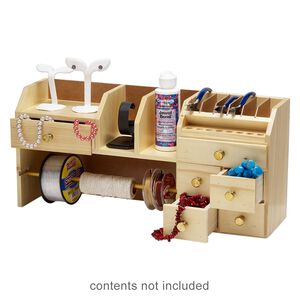 Organizer bench 1pkg1 pine wood / stainless steel / brass, 18x5-1/2x8-1/4 inch / 11-1/2x1/4 inch, brown / nickel finish / silver