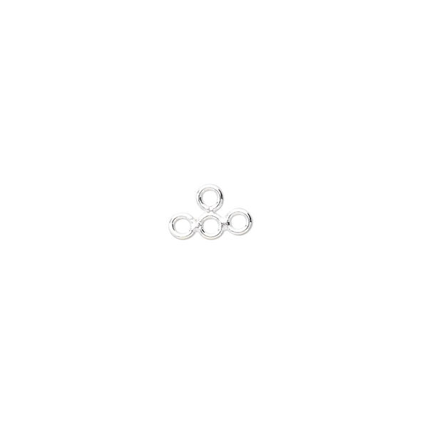 Finding, sterling silver, cluster, 9x6mm 4-ring. Sold per pkg of 10. image number 0