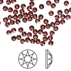 Flat back 144pk crystal red magma foil back, Crystal Passions® hotfix rhinestone 3-3.2mm rose round SS12 2078HF