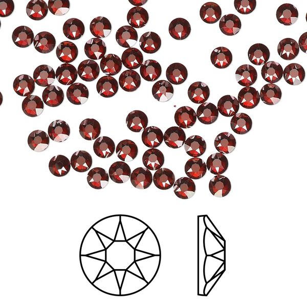 Flat back 144pk crystal red magma foil back, Crystal Passions® hotfix rhinestone 3-3.2mm rose round SS12 2078HF image number 0