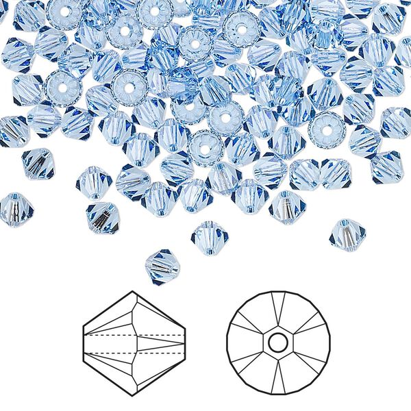 Bead 144pk light sapphire, Crystal Passions® 4mm bicone 5328 image number 0