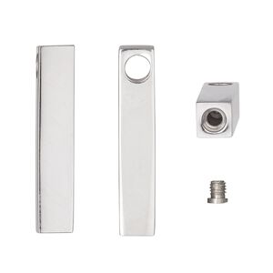 Pendant, stainless steel and silicone, black, 30x6mm double-sided bar with watertight chamber. Sold individually.