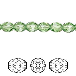 Bead 4pk peridot, Crystal Passions® Regenerated 7x6mm olive briolette 5044