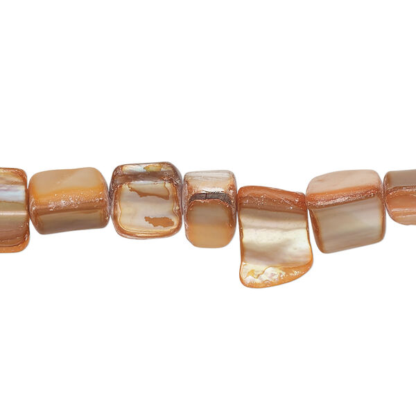 Mother-of-pearl shell 1pkg1, triangle tube bead 15 inch tan / orange 7x5mm-13x9mm image number 0