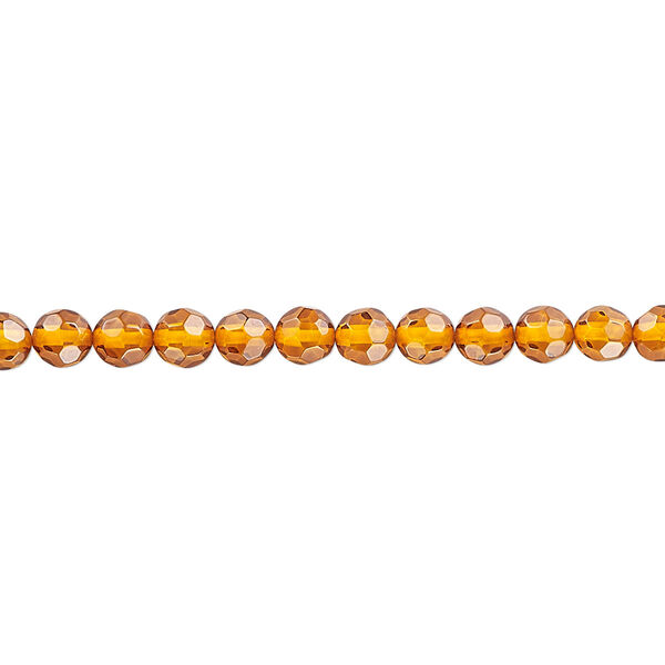 Bead, Baltic amber (heated), 4mm faceted round, A grade, Mohs hardness 2 to 2-1/2. Sold per 15-1/2" to 16" strand. image number 0