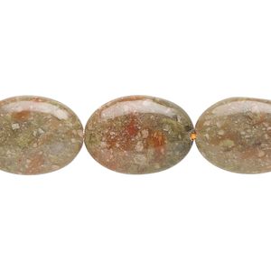 Autumn jasper 1pkg1, puffed oval bead natural 15 inch 18x13mm