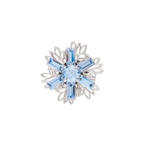 Sew-on 1pk light sapphire rhodium finish, Crystal Passions® 17mm flower 62002